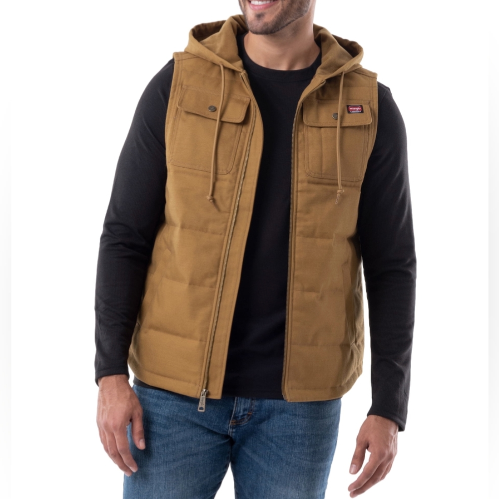 Wrangler Workwear Men's Work Vest with Hood
